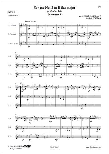 Sonata No. 2 in Bb Major - Mvt 3 - J. HAYDN - <font color=#666666>Clarinet Trio</font>