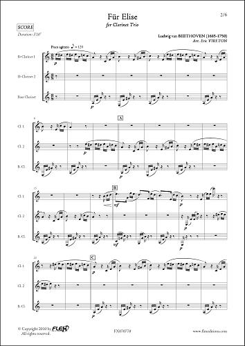 Für Elise - L.V BEETHOVEN - <font color=#666666>Clarinet Trio</font>