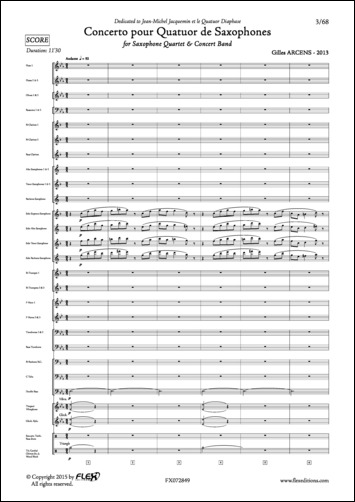 Concerto pour Quatuor de Saxophones - G. ARCENS - <font color=#666666>Concert Band & Saxophone Quartet</font>