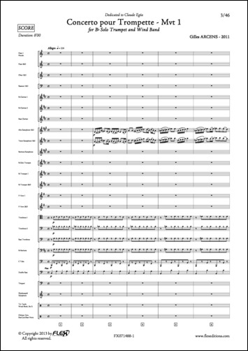 Concerto pour Trompette - Mvt 1 - G. ARCENS - <font color=#666666>Orchestre d'Harmonie & Trompette Solo</font>