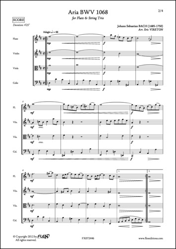Aria BWV 1068 - J. S. BACH - <font color=#666666>Flûte et Trio à Cordes</font>