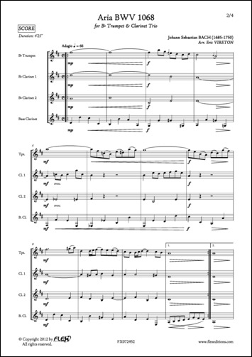 Aria BWV 1068 - J. S. BACH - <font color=#666666>Trompette et Trio de Clarinettes</font>