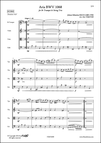 Aria BWV 1068 - J. S. BACH - <font color=#666666>Trompette et Trio à Cordes</font>