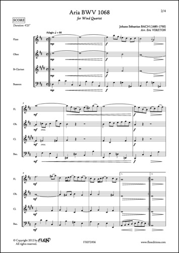 Aria BWV 1068 - J. S. BACH - <font color=#666666>Quatuor à Vent</font>