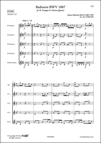 Badinerie BWV 1067 - J. S. BACH - <font color=#666666>Trompette et Quatuor de Clarinettes</font>
