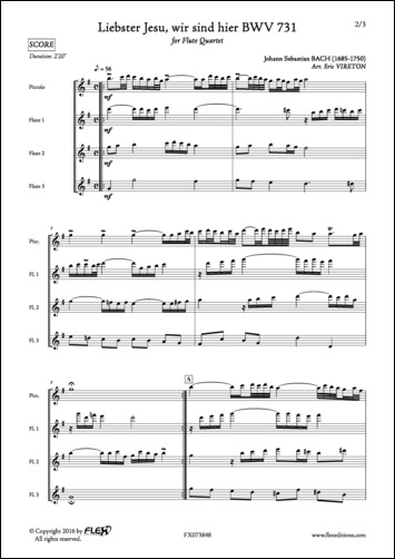 Liebster Jesu, wir sind hier BWV 731 - J. S. BACH - <font color=#666666>Flute Quartet</font>