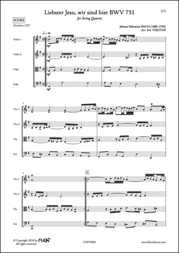 Liebster Jesu, wir sind hier BWV 731 - J. S. BACH - <font color=#666666>Quatuor à Cordes</font>