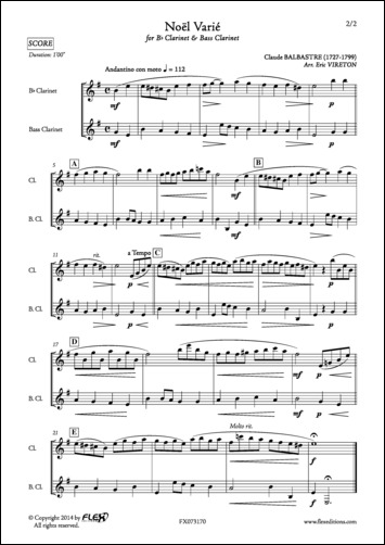 Noël Varié - C. BALBASTRE - <font color=#666666>Clarinet and Bass Clarinet Duet</font>