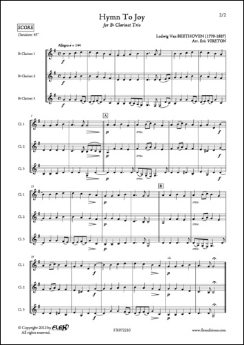 Hymn To Joy - L. van BEETHOVEN - <font color=#666666>Clarinet Trio</font>