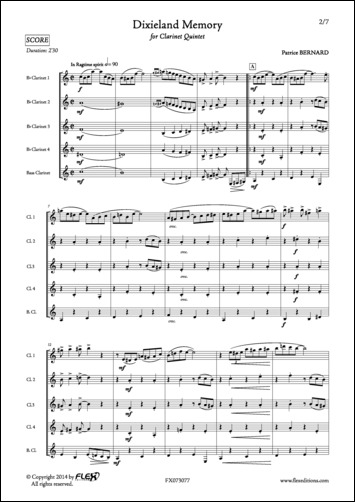 Dixieland Memory - P. BERNARD - <font color=#666666>Clarinet Quintet</font>