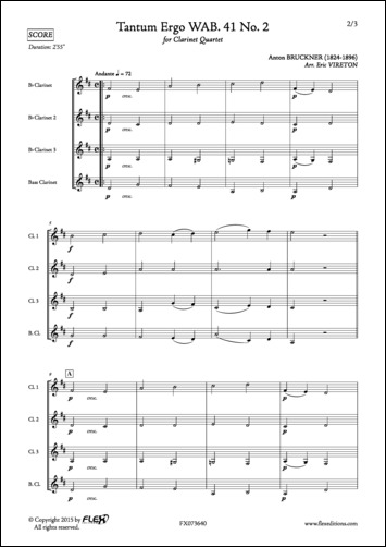 Tantum Ergo WAB. 41 No. 2 - A. BRUCKNER - <font color=#666666>Clarinet Quartet</font>