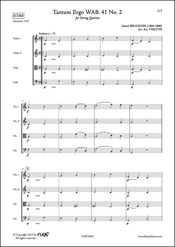 Tantum Ergo WAB. 41 No. 2 - A. BRUCKNER - <font color=#666666>String Quartet</font>