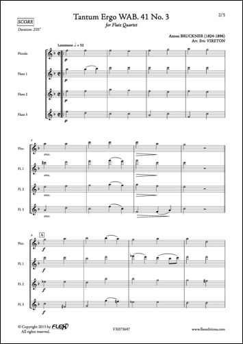 Tantum Ergo WAB. 41 No. 3 - A. BRUCKNER - <font color=#666666>Flute Quartet</font>