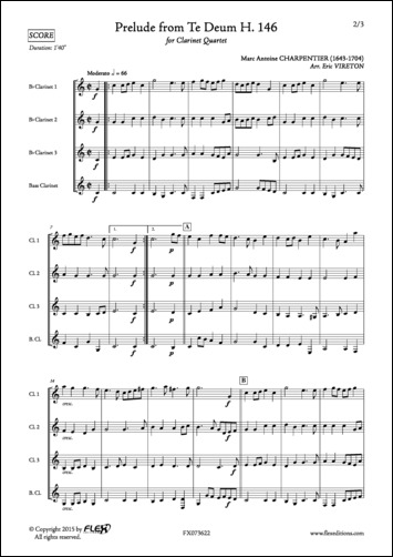 Prelude from Te Deum H. 146 - M. A. CHARPENTIER - <font color=#666666>Clarinet Quartet</font>