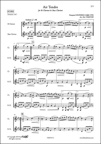 Air Tendre - F. COUPERIN - <font color=#666666>Clarinet and Bass Clarinet Duet</font>