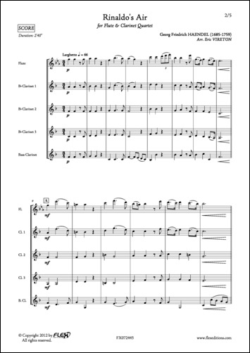 Rinaldo's Air - G. F. HAENDEL - <font color=#666666>Flute and Clarinet Quartet</font>
