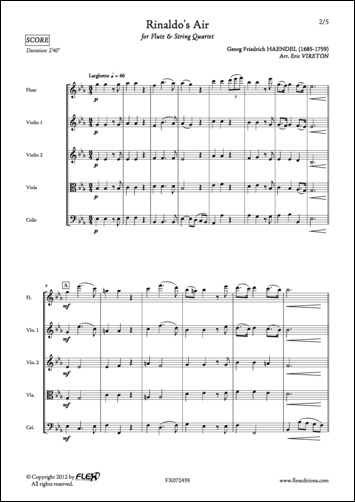 Rinaldo's Air - G. F. HAENDEL - <font color=#666666>Flute and String Quartet</font>