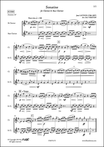 Sonatine - J. LATOUR - <font color=#666666>Clarinet and Bass Clarinet Duet</font>