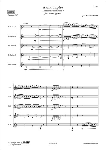 Avant L'Apéro - J. M. MAURY - <font color=#666666>Clarinet Quintet</font>