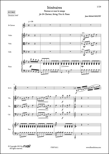 Itinéraires - J.-M. MAURY - <font color=#666666>Clarinette, Trio à Cordes & Piano</font>