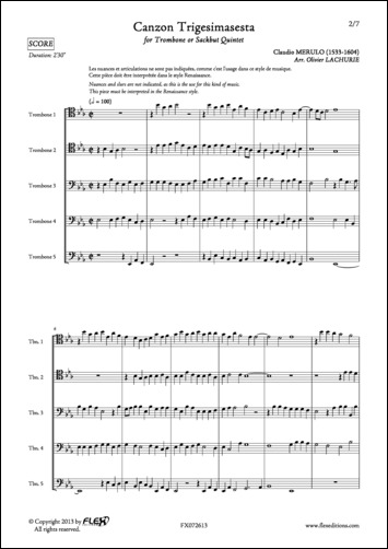 Canzon Trigesimasesta - C. MERULO - <font color=#666666>Quintette de Trombones</font>