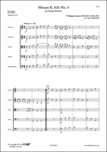 Menuet K. 61b No. 5 - W. A. MOZART - <font color=#666666>Orchestre à Cordes</font>