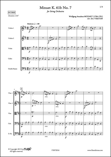 Menuet K. 61b No. 7 - W. A. MOZART - <font color=#666666>Orchestre à Cordes</font>