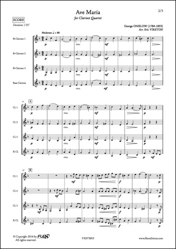 Ave Maria - G. ONSLOW - <font color=#666666>Clarinet Quartet</font>