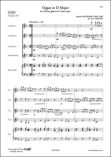 Gigue in D Major - J. PACHELBEL - <font color=#666666>Clarinet Quartet and Piano</font>