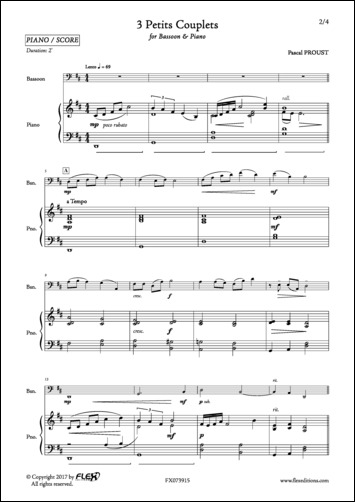 3 Petits Couplets - P. PROUST - <font color=#666666>Bassoon and Piano</font>