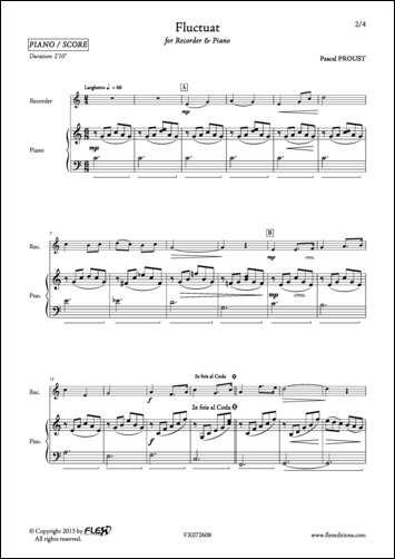 Fluctuat - P. PROUST - <font color=#666666>Recorder and Piano</font>