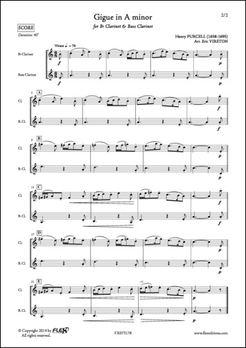 Gigue in A minor - H. PURCELL - <font color=#666666>Clarinet and Bass Clarinet Duet</font>