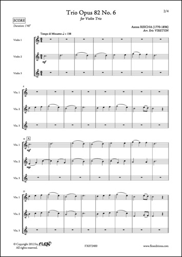 Trio Opus 82 No. 6 - A. REICHA - <font color=#666666>Violin Trio</font>