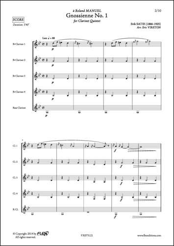 Gnossienne No. 1 - E. SATIE - <font color=#666666>Clarinet Quintet</font>