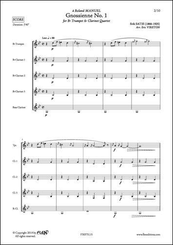 Gnossienne No. 1 - E. SATIE - <font color=#666666>Trompette et Quatuor de Clarinettes</font>