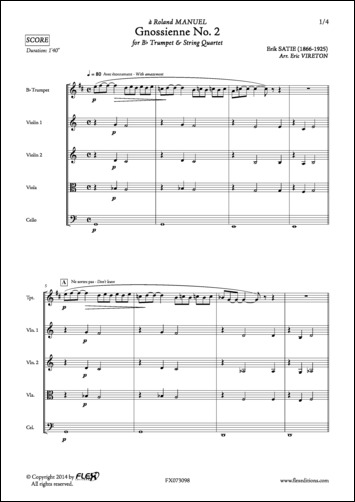 Gnossienne No. 2 - E. SATIE - <font color=#666666>Trompette et Quatuor à Cordes</font>