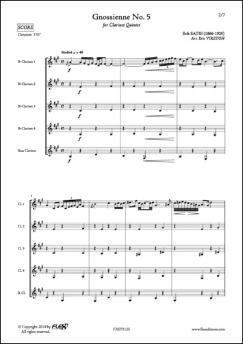 Gnossienne No. 5 - E. SATIE - <font color=#666666>Clarinet Quintet</font>