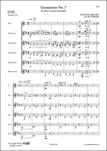 Gnossienne No. 7 - E. SATIE - <font color=#666666>Flute and Clarinet Ensemble</font>