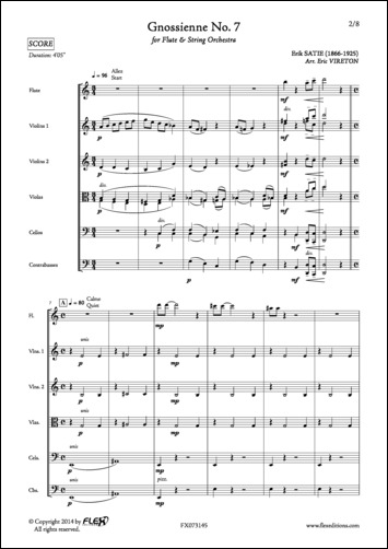 Gnossienne No. 7 - E. SATIE - <font color=#666666>Flute and String Orchestra</font>