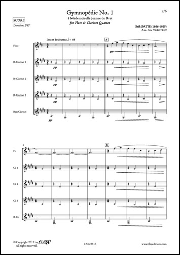 Gymnopédie No. 1 - E. SATIE - <font color=#666666>Flûte et Quatuor de Clarinettes</font>