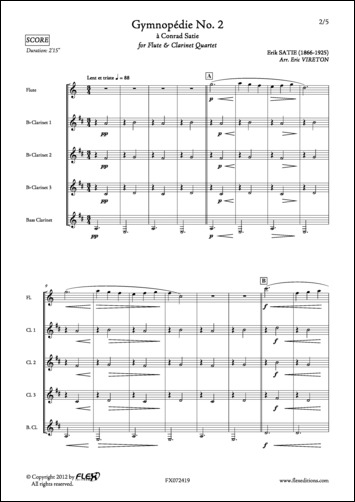 Gymnopédie No. 2 - E. SATIE - <font color=#666666>Flûte et Quatuor de Clarinettes</font>