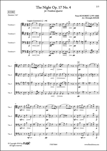 The Night Op. 17 No. 4 - F. SCHUBERT - <font color=#666666>Trombone Quartet</font>
