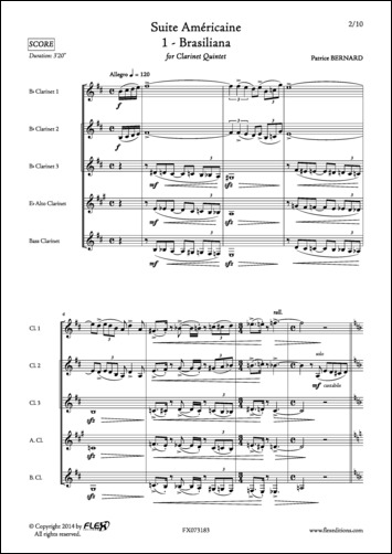 Suite Américaine - 1 - Brasiliana - P. BERNARD - <font color=#666666>Clarinet Quintet</font>
