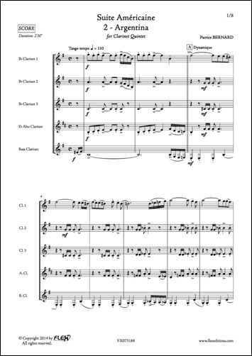 Suite Américaine - 2 - Argentina - P. BERNARD - <font color=#666666>Clarinet Quintet</font>