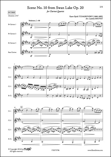 Scène No. 10 extrait du Lac des Cygnes Op. 20 - P. I. TCHAIKOVSKY - <font color=#666666>Quatuor de Clarinettes</font>