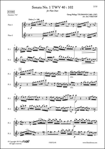 Sonata No. 1 TWV 40 : 102 - G. P. TELEMANN - <font color=#666666>Flute Duet</font>