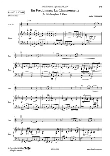 En Fredonnant La Chansonnette - A. TELMAN - <font color=#666666>Alto Saxophone and Piano</font>