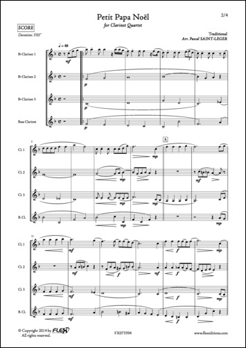 Petit Papa Noël - TRADITIONAL - <font color=#666666>Clarinet Quartet</font>