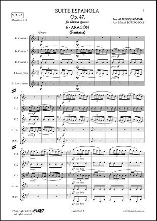 Suite Española Op. 47 - No. 6. ARAGÓN - I. ALBENIZ - <font color=#666666>Clarinet Quintet</font>