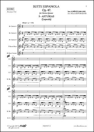 Suite Española Op. 47 - No. 5. ASTURIAS - I. ALBENIZ - <font color=#666666>Clarinet Quintet</font>